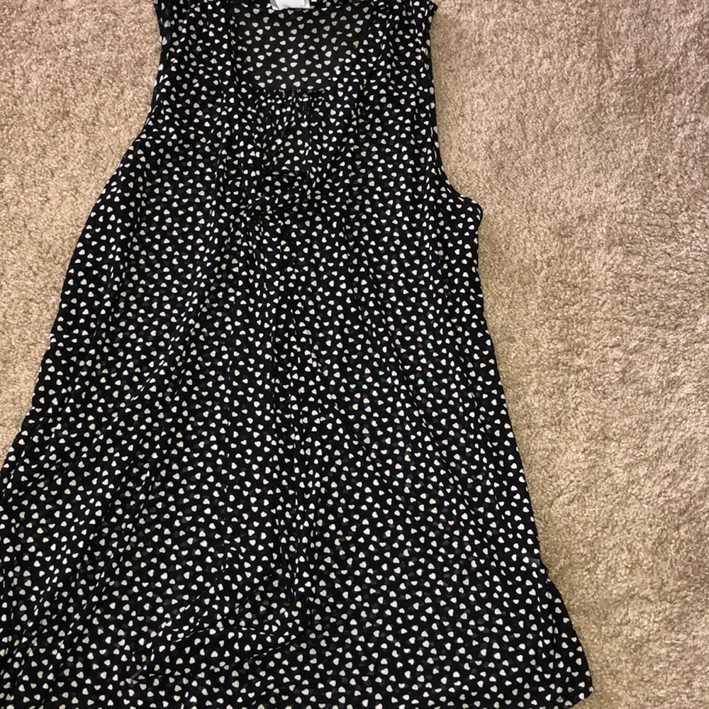 NWOT sheer black maternity shirt with white hearts